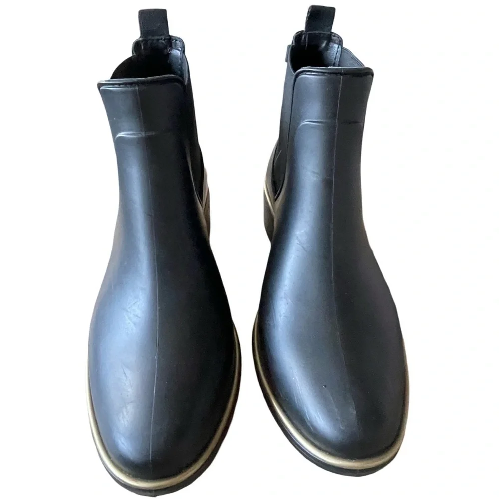 Kate Spade New York Solstice Rubber Black Rain Chelsea Boots Size 6